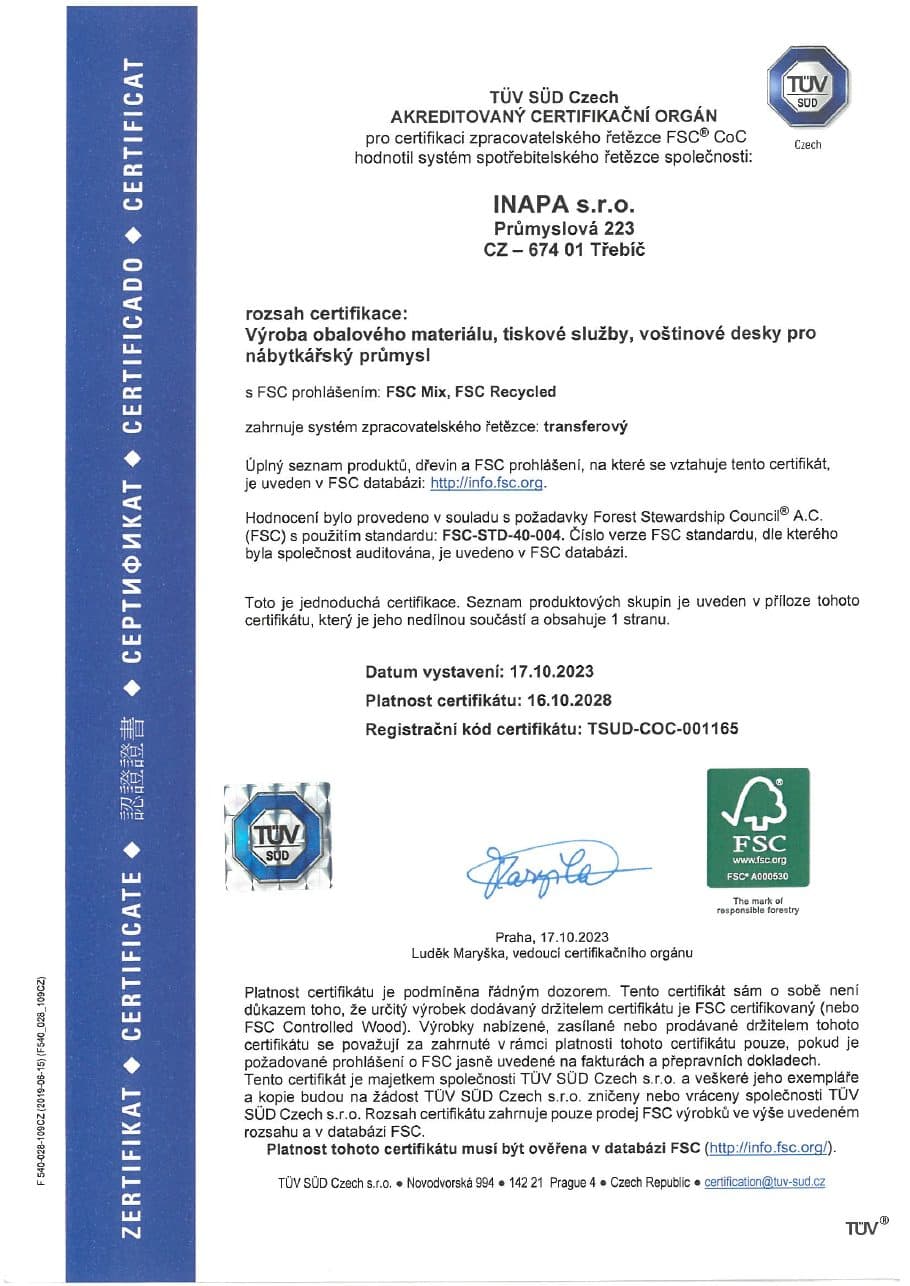 Náhled certifikátu FSC® C121016
