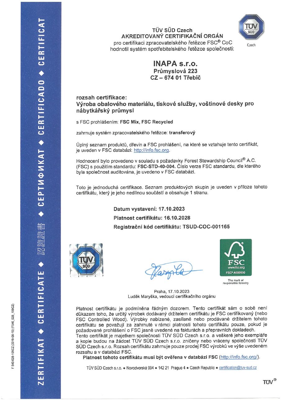 Náhled certifikátu Firemní profil