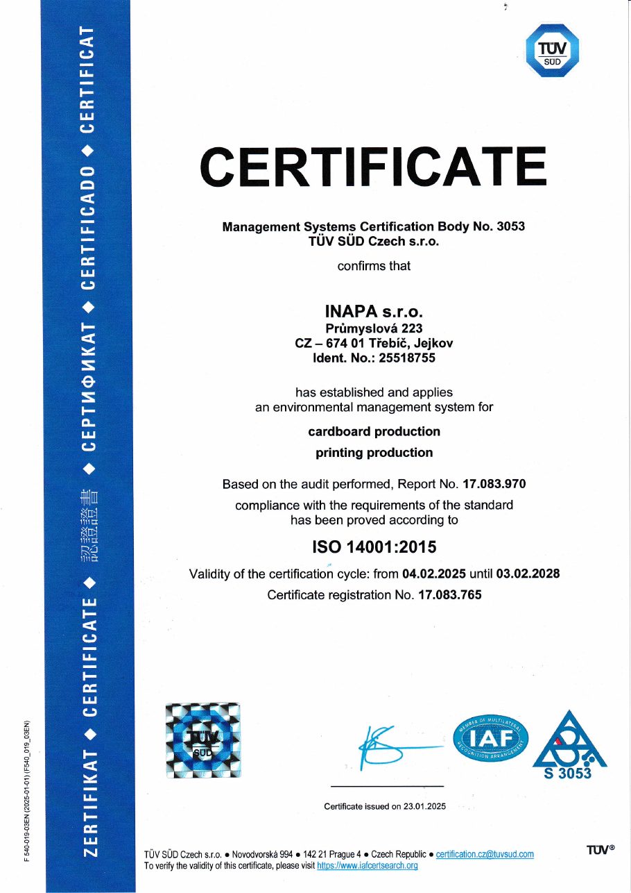Preview of ISO 14001 certificate