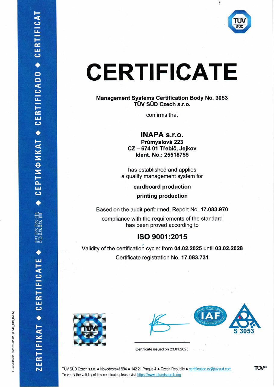 Preview of ISO 9001 certificate