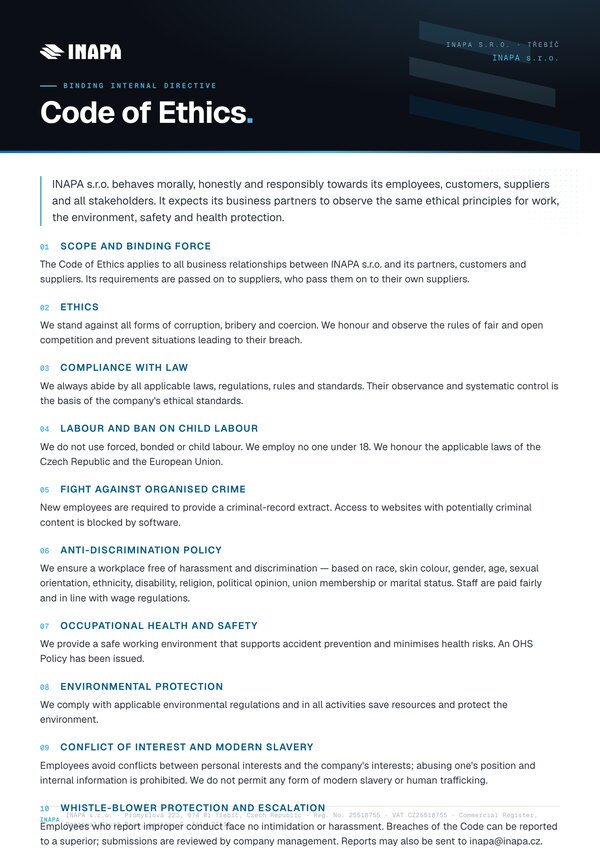 Preview of Code of Ethics