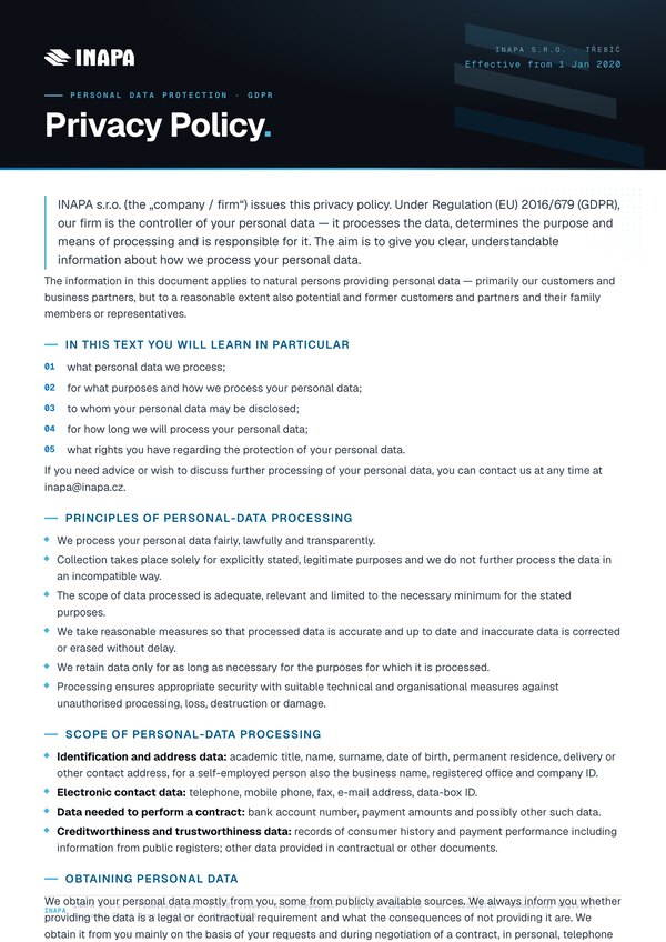 Preview of Privacy Policy (GDPR)